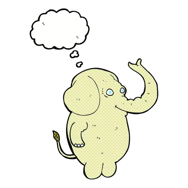 Cartone Animato Divertente Elefante Con Bolla Pensiero — Vettoriale Stock