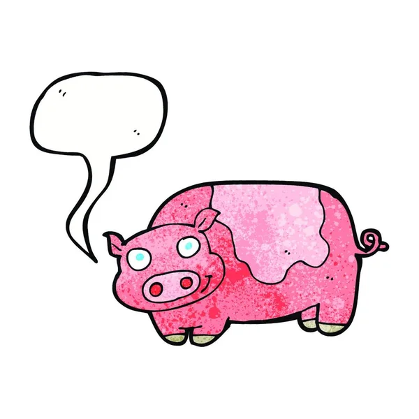 Cerdo Dibujos Animados Con Burbuja Habla — Vector de stock