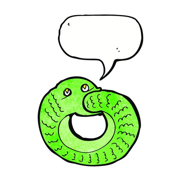 Κινουμένων Σχεδίων Φίδι Τρώει Την Ουρά Του Φούσκα Ομιλία — Διανυσματικό Αρχείο