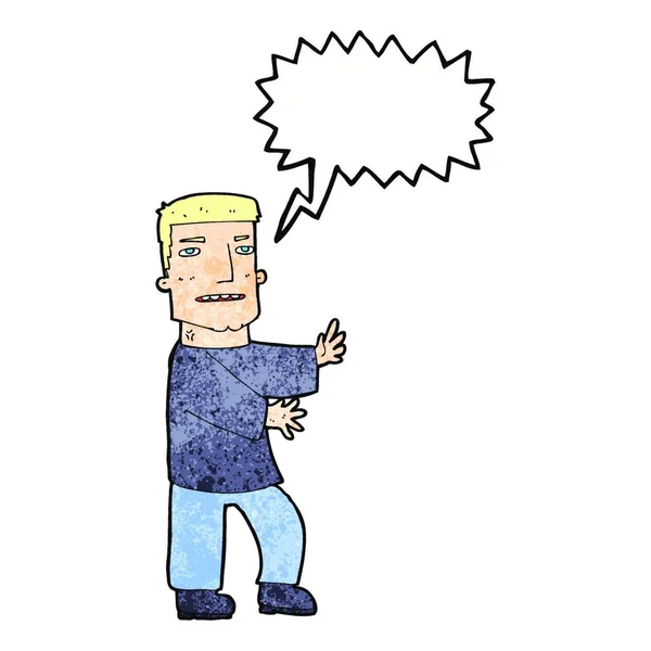 Карикатурный Человек Жестикулирует Речевым Мыльным Пузырем — стоковый вектор