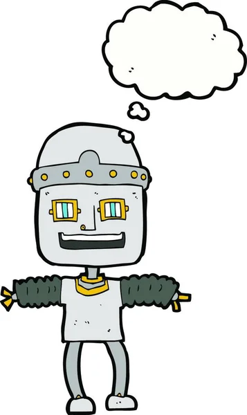 Robô Dos Desenhos Animados Com Bolha Pensamento —  Vetores de Stock