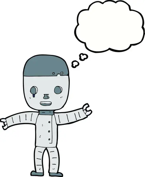思考バブルを持つ漫画ロボット — ストックベクタ