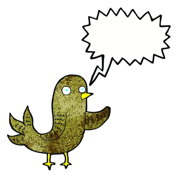 Мультяшний Махаючий Птах Мовною Бульбашкою — стоковий вектор