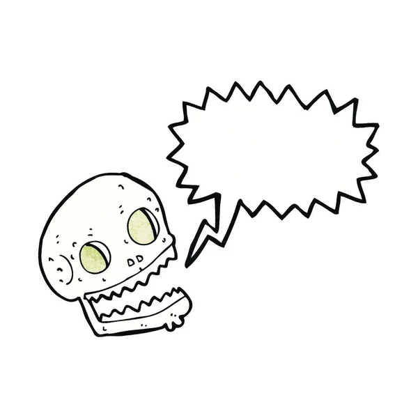 Calavera Espeluznante Dibujos Animados Con Burbuja Del Habla — Vector de stock