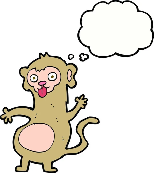 Macaco Engraçado Dos Desenhos Animados Com Bolha Pensamento —  Vetores de Stock