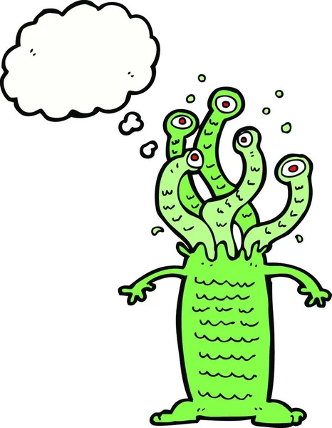Monstruo Dibujos Animados Con Burbuja Pensamiento — Vector de stock