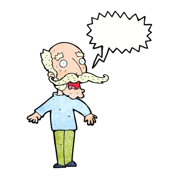 Cartoon Old Man Gasping Surprise Speech Bubble — Stock Vector