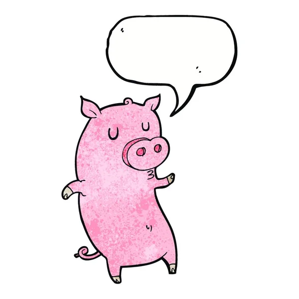 Lustiges Zeichentrickschwein Mit Sprechblase — Stockvektor