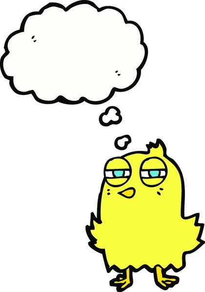Funny Cartoon Bird Thought Bubble — Stock Vector