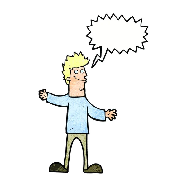 Cartoon Gelukkig Man Met Spraakzeepbel — Stockvector