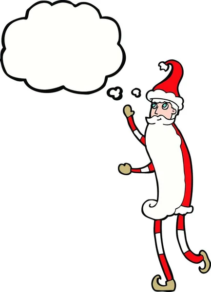 Dessin Animé Skinny Santa Avec Bulle Pensée — Image vectorielle