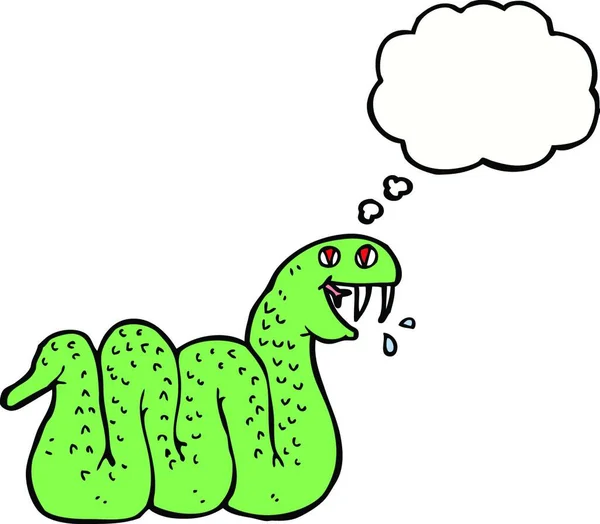 Serpiente Dibujos Animados Con Burbuja Pensamiento — Archivo Imágenes Vectoriales