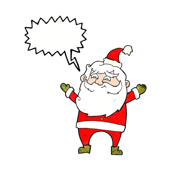 Karikatur Glücklicher Weihnachtsmann Mit Sprechblase — Stockvektor