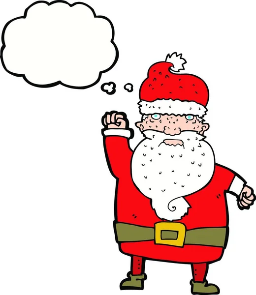 Dibujos Animados Enojado Santa Claus Con Burbuja Pensamiento — Archivo Imágenes Vectoriales