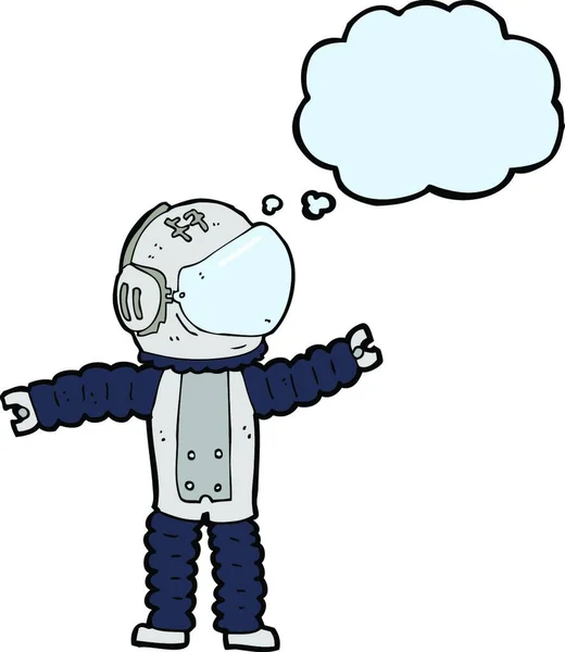 卡通片宇航员与思想泡沫接触 — 图库矢量图片