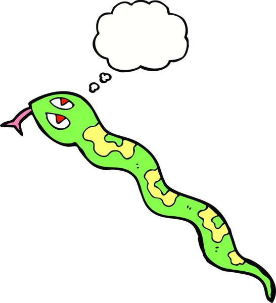 Dibujos Animados Siseando Serpiente Con Burbuja Pensamiento — Archivo Imágenes Vectoriales