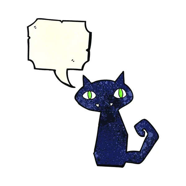 Мультяшный Чёрный Кот Пузырём Речи — стоковый вектор