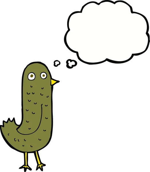 Divertido Pájaro Dibujos Animados Con Burbuja Pensamiento — Archivo Imágenes Vectoriales