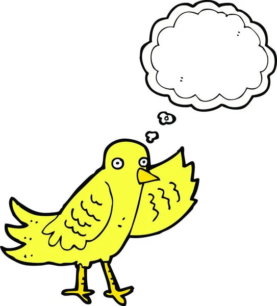 Dibujos Animados Agitando Pájaro Con Burbuja Pensamiento — Archivo Imágenes Vectoriales