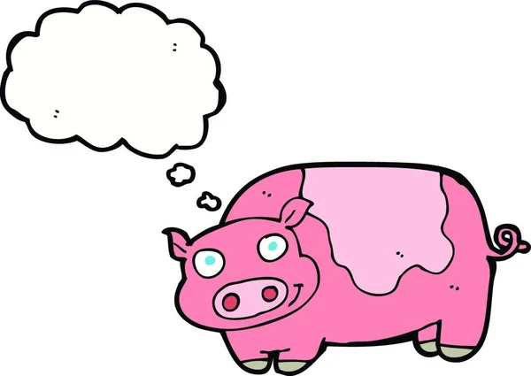 Cartoon Pig Thought Bubble — Stock Vector