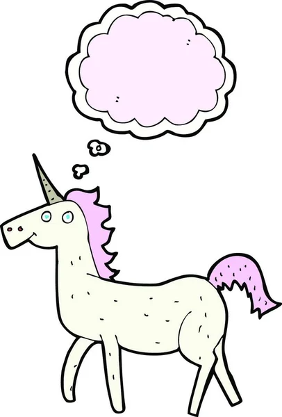 Kartun Unicorn Dengan Pikiran Gelembung - Stok Vektor