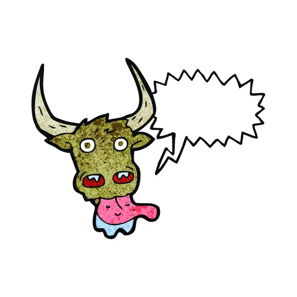 Cara Vaca Dibujos Animados Con Burbuja Habla — Vector de stock