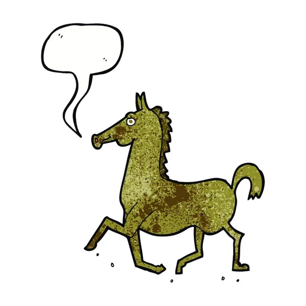 Cavalo Dos Desenhos Animados Com Bolha Fala — Vetor de Stock