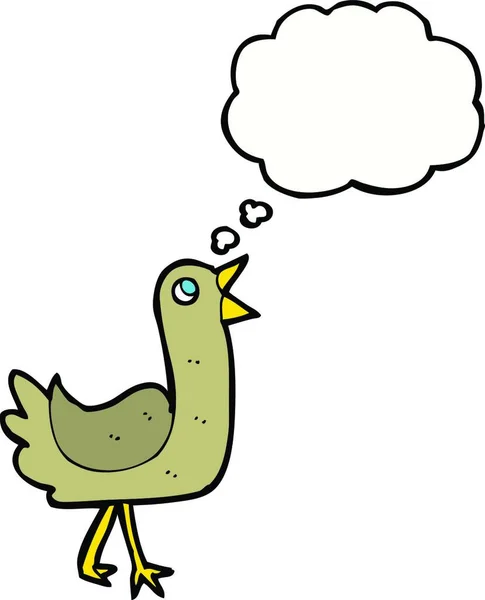 Pájaro Dibujos Animados Con Burbuja Pensamiento — Archivo Imágenes Vectoriales