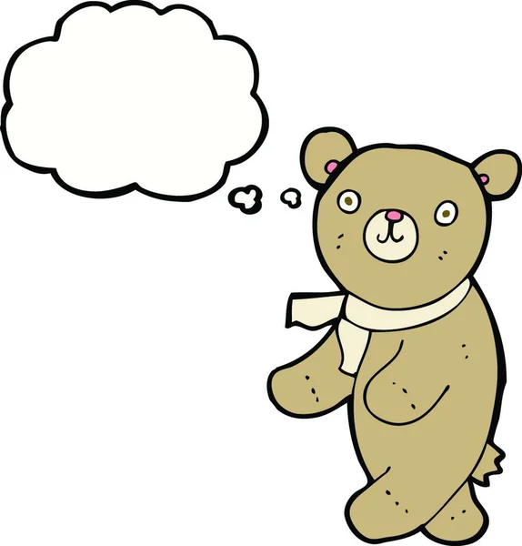Cute Cartoon Teddy Bear Thought Bubble — Stock Vector