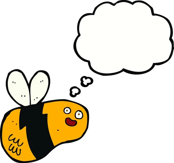 Abeja Dibujos Animados Con Burbuja Pensamiento — Vector de stock