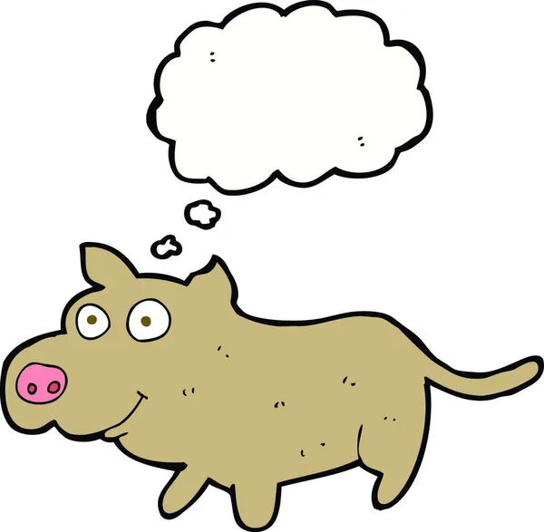 Kreslený Šťastný Malý Pes Myšlenkovou Bublinou — Stockový vektor