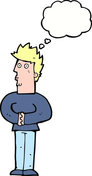 Hombre Nervioso Dibujos Animados Con Burbuja Pensamiento — Vector de stock