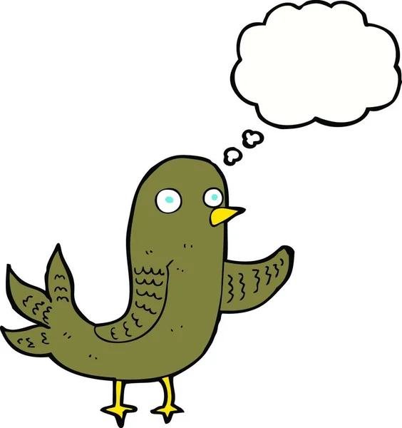 Dibujos Animados Agitando Pájaro Con Burbuja Pensamiento — Archivo Imágenes Vectoriales