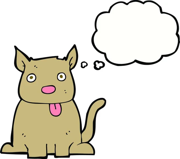 漫画犬は思考バブルで舌を突き出す — ストックベクタ