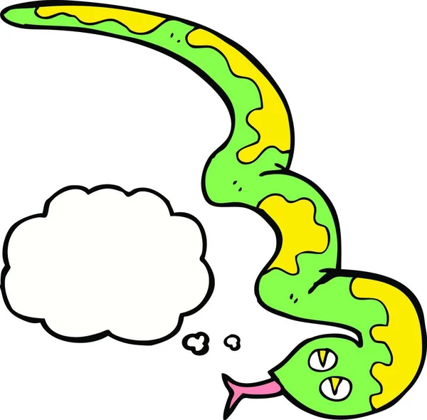 Dibujos Animados Siseando Serpiente Con Burbuja Pensamiento — Archivo Imágenes Vectoriales