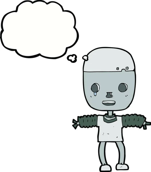 思考バブルを持つ漫画ロボット — ストックベクタ