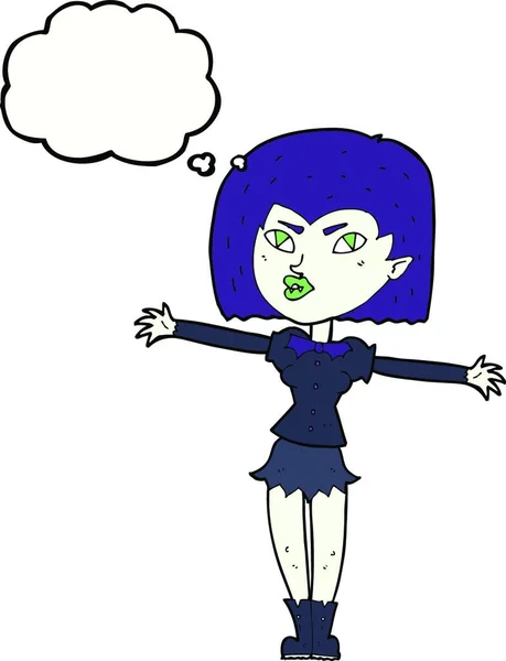 有思想泡泡的卡通吸血鬼女孩 — 图库矢量图片