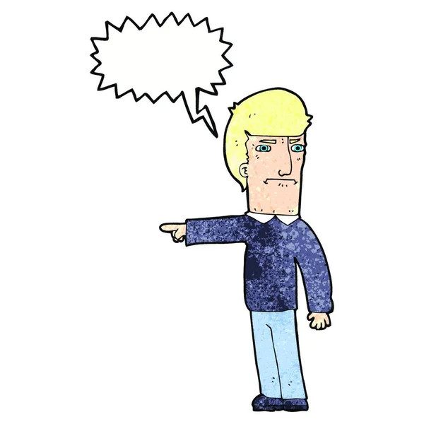 Dessin Animé Homme Pointant Avec Bulle Parole — Image vectorielle