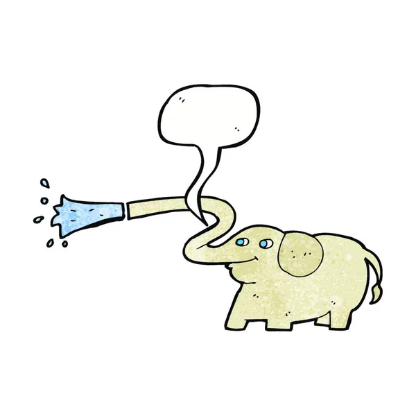 Cartoon Elefanten Sprutar Vatten Med Pratbubblan — Stock vektor