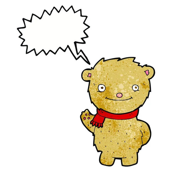 Tekenfilm Teddybeer Met Spraakbel — Stockvector