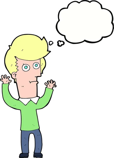 Cartone Animato Uomo Scioccato Con Bolla Pensiero — Vettoriale Stock