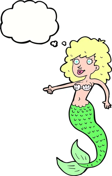 Cartoon Mermaid Thought Bubble — Stock Vector