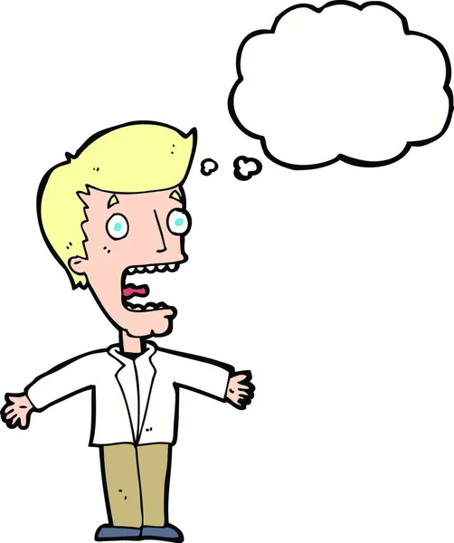 Desenho Animado Gritando Homem Com Bolha Pensamento — Vetor de Stock