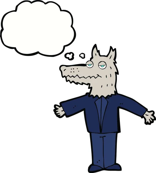 Λύκος Κινουμένων Σχεδίων Φούσκα Σκέψης — Διανυσματικό Αρχείο