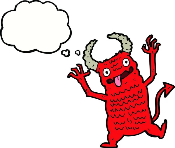 具有思想气泡的卡通恶魔 — 图库矢量图片