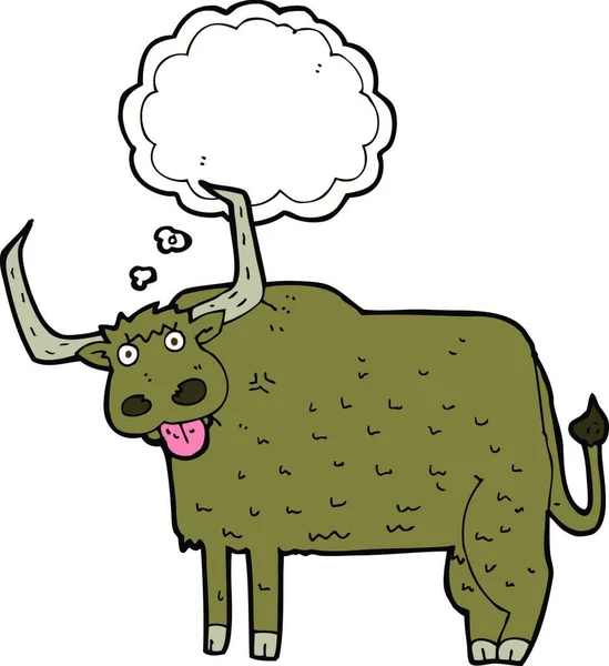 Kreskówki Owłosione Krowy Bańki Myślowej — Wektor stockowy