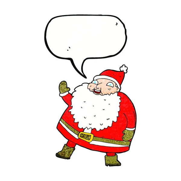 Drôle Agitant Santa Claus Dessin Animé Avec Bulle Parole — Image vectorielle