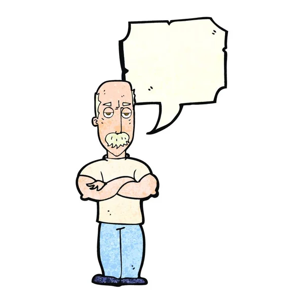 Γελοιογραφία Θυμωμένος Άνθρωπος Μουστάκι Συννεφάκι Λόγου — Διανυσματικό Αρχείο