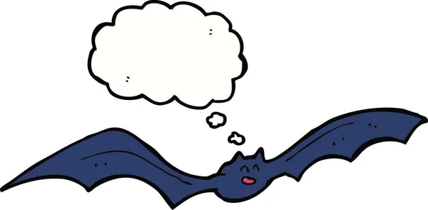 Pipistrello Cartone Animato Con Bolla Pensiero — Vettoriale Stock