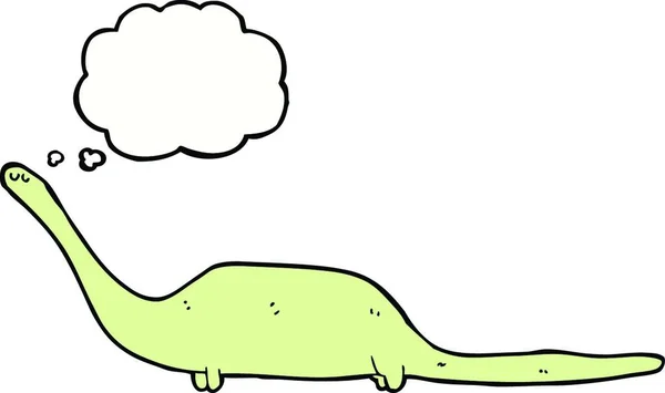 Dinosaurio Dibujos Animados Con Burbuja Pensamiento — Vector de stock